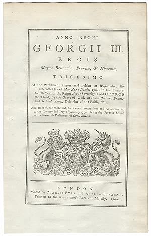 LONGITUDE ACT (1790). An Act for continuing the Encouragement and Reward of Persons making certai...