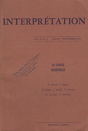 Bild des Verkufers fr La langue maternelle, vol. 4, no 3 zum Verkauf von PRISCA