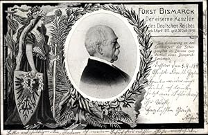 Passepartout Ansichtskarte / Postkarte Fürst Otto von Bismarck, Trauerkarte, Germania