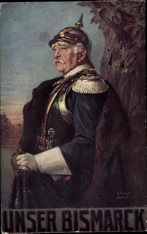 Künstler Ansichtskarte / Postkarte Fischer, R., Fürst Otto von Bismarck, Portrait, Uniform, Picke...