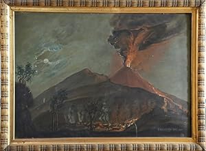 Vesuv: "Eruzione del 1806". Ölgemälde oder Gouache auf Karton.
