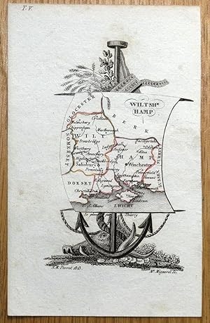 Antique Map HAMPSHIRE, WILTSHIRE, Adrien Perrot, Original County Map 1823