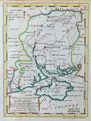 Antique Map HAMPSHIRE, John Cowley Original County Map 1744