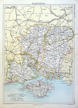 Antique Map HAMPSHIRE, John Bartholomew Original 1892