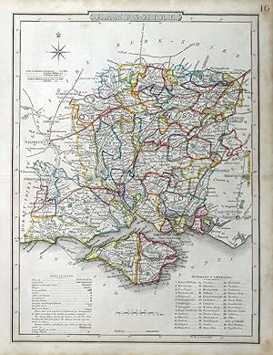 Antique Map HAMPSHIRE, Cole & Roper Original County Map 1835