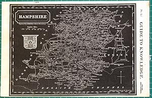 Antique Map HAMPSHIRE, Pinnock, white on black original 1834