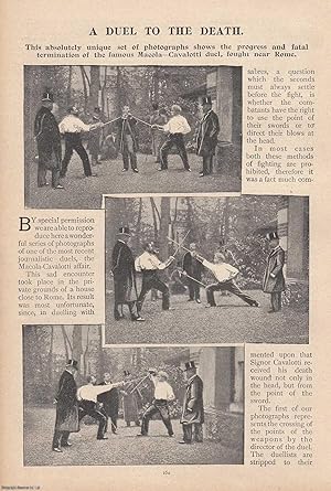 Image du vendeur pour A Sword Duel to the Death. A unique set of photographs showing the progress and fatal termination of the famous Macola-Cavalotti duel, fought near Rome. This is an original article from the Penny Pictorial Magazine, 1899. mis en vente par Cosmo Books