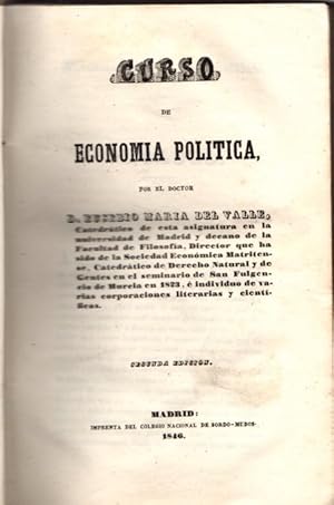 Imagen del vendedor de Curso de economa poltica . a la venta por Librera Astarloa