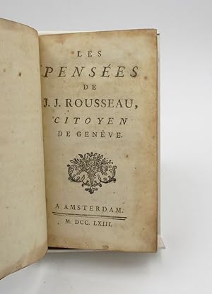 Image du vendeur pour Les Penses de J. J. Rousseau Citoyen de Genve mis en vente par L'Ancienne Librairie