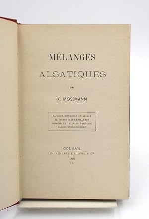 Mélanges Alsatiques