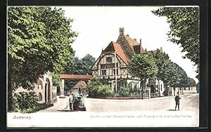 Ansichtskarte Doberan, Dammstrasse mit Eingang zum Englischen Garten