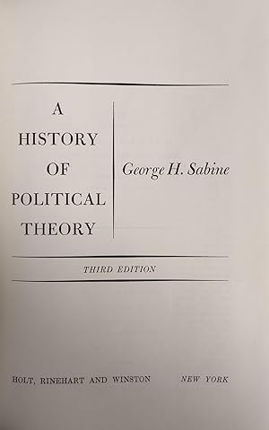 A HISTORY OF POLITICAL THEORY
