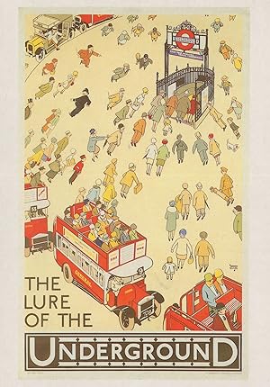 Imagen del vendedor de The Lure Of London Underground Open Top Bus Poster Postcard a la venta por Postcard Finder