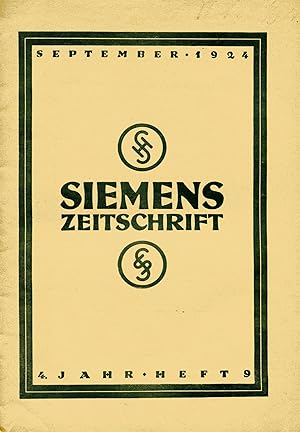 Immagine del venditore per Siemens-Zeitschrift. 4. Jahr, Heft 9, September 1924 venduto da Antiquariat Kastanienhof