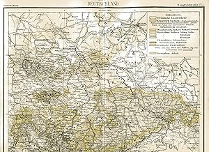 Bild des Verkufers fr Mittel-Deutschland. Politische Karte. Mastab: 1 : 1 380 000. Kolorierter Stahlstich um 1886 zum Verkauf von Antiquariat Kastanienhof