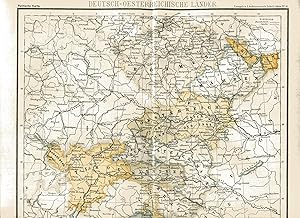 Bild des Verkufers fr Deutsch-oesterreichische Lnder. Politische Karte. Mastab: 1 : 300 000. Kolorierter Stahlstich um 1886 zum Verkauf von Antiquariat Kastanienhof