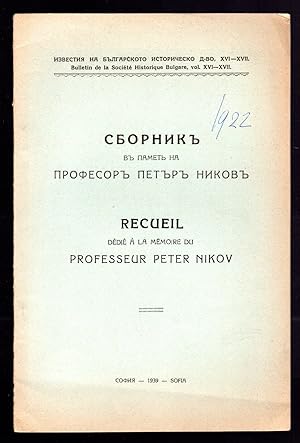 Imagen del vendedor de Recuil. Dedi  la memoire du Professeur Peter Nikov a la venta por Sergio Trippini