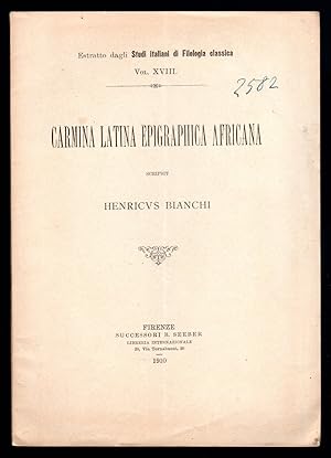 Bild des Verkufers fr Carmina latina epigraphica africana zum Verkauf von Sergio Trippini