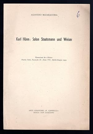 Seller image for Karl Honn: Solon Staatsmann und Weiser for sale by Sergio Trippini