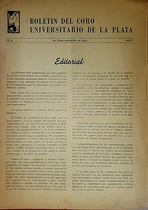 Seller image for Boletin del Coro Universitario de La Plata for sale by Chaco 4ever Books