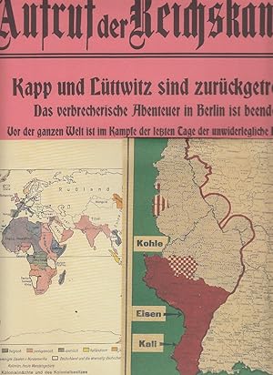 Deutschland im 20. Jh. - 1919/20. Versailler Vertrag und Kapp-Putsch. Konvolut von 3 Faksimiles.