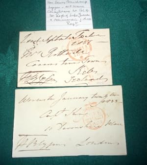 Seller image for TWO signatures on pieces ("free frank" fronts) 1 is dated 1823 to Capt Hay? London and the other is later 1857 to Ireland To Mrs Rothwell. for sale by Colophon Books (UK)