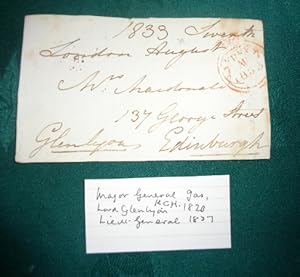 Signature on "Free front" cover, dated 7th August 1833, to Mrs MacDonald, George St, Edinburgh.