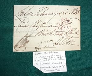 Signature on piece. "Free Front" magenta circular cancel on cover and  Alton" Hants,  Penny Post"...