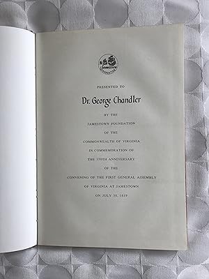 Imagen del vendedor de Proceedings of the General Assembly of Virginia July 30-August 4 1619. This is a Special Presentation copy,in Commemoration of the 350th.Anniversary. a la venta por VJ Books