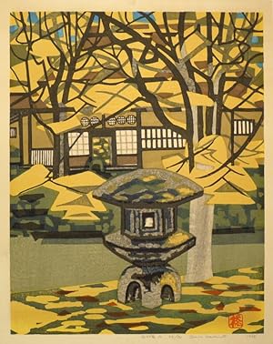 Garden with Stone Lantern. Woodblock print. 1962. Signed, numbered and dated in pencil on lower m...