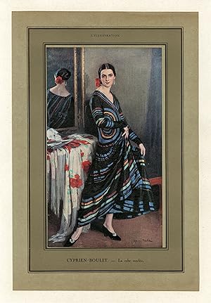 "CYPRIEN-BOULET : La robe cerclée" Litho originale entoilée publiée dans L'ILLUSTRATION en 1925