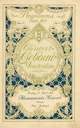 Programma Concertgebouw Amsterdam. Abonnementsconcert 19 April 1914. Dirigent Fritz Steinbach.