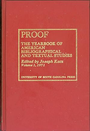 Proof I: The Yearbook of American Bibliographical and Textual Studies. Vol. 1, 1971 (dummy copy) ...