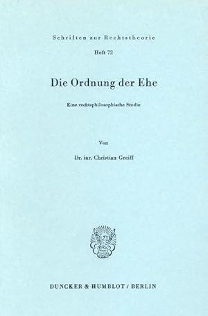 Immagine del venditore per Die Ordnung der Ehe. venduto da BuchWeltWeit Ludwig Meier e.K.