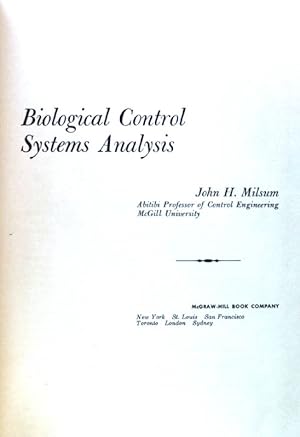 Seller image for Biological Control Systems Analysis; McGraw-Hill Electronic Science Series; for sale by books4less (Versandantiquariat Petra Gros GmbH & Co. KG)