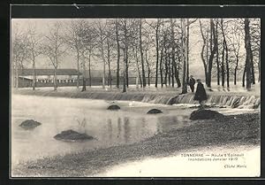 Carte postale Tonnerre, Route d`Epineuil, Inondations Janvier 1910, inondation