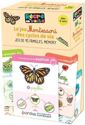 Récré en boîte : le jeu Montessori des cycles de vie : jeu de 10 familles, memory