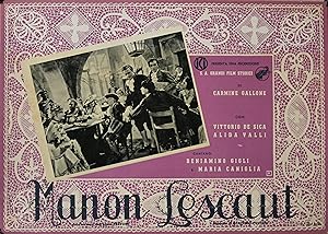 "MANON LESCAUT" Réalisé par Carmine GALLONE en 1940 avec Vittorio DE SICA, Alida VALLI / Affiche ...