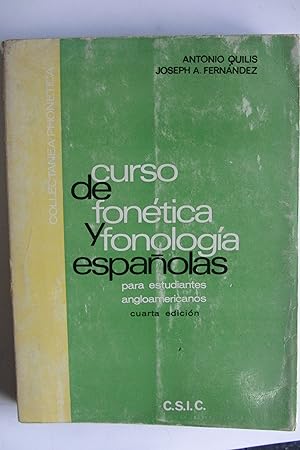 Bild des Verkufers fr CURSO DE FOnETICA Y FONOLOGIA ESPAOLAS zum Verkauf von LIBRERIA LA CLASICA