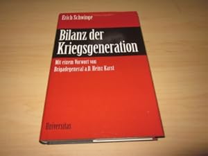 Bild des Verkufers fr Bilanz der Kriegsgeneration zum Verkauf von Versandantiquariat Schfer