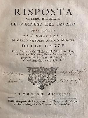 Risposta al libro intitolato dell'impiego del danaro.