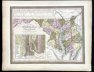 A New Map of Maryland and Delaware with their Canals, Roads & Distances