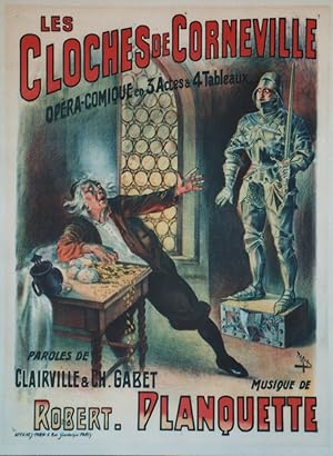 "LES CLOCHES DE CORNEVILLE" Affiche originale entoilée / Opéra-comique de CLAIRVILLE & Ch. GABET/...