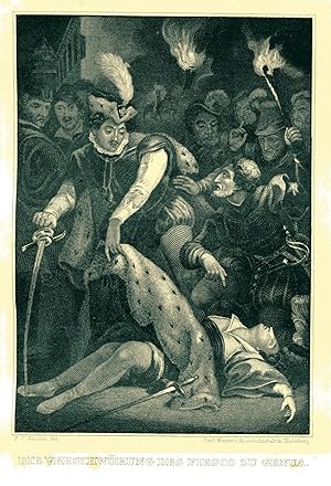 Immagine del venditore per Die Verschw�rung des Fiesco zu Genua. Original Stahlstich auf get�ntem Grund venduto da Antiquariat Kastanienhof