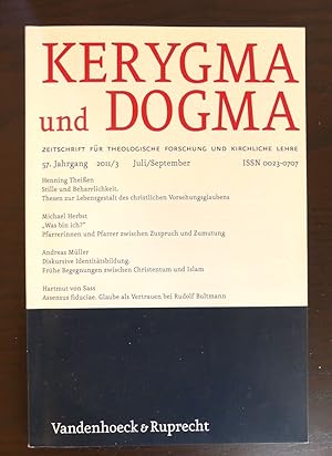 Seller image for Kerygma und Dogma. Zeitschrift fr theologische Forschung und kirchliche Lehre. 57. Jahrgang, 2011/ 3 Juli/ September. - u. a. Henning Theien: Stille und Beharrlichkeit. Thesen zur Lebensgestalt des christlichen Vorsehungsglaubens. for sale by Antiquariat Maralt