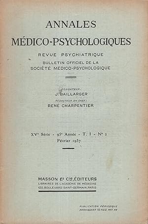 Seller image for Annales Mdico-Psychologiques - Revue Psychiatrique - Bulletin Officiel de la Socit Mdico-Psychologique - XV Srie - 95 Anne - T. 1 - N 2 for sale by PRISCA