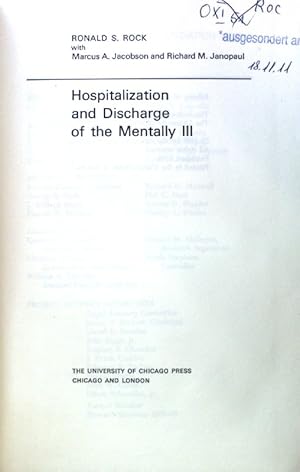 Imagen del vendedor de Hospitalization and Discharge of the Mentally; Volume 3; a la venta por books4less (Versandantiquariat Petra Gros GmbH & Co. KG)