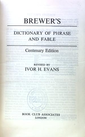 Seller image for Brewer's Dictionary of Phrase and Fable; for sale by books4less (Versandantiquariat Petra Gros GmbH & Co. KG)