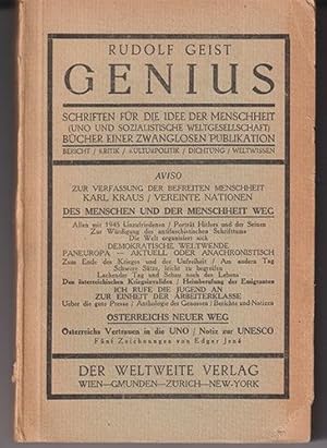 Seller image for Genius. Schriften fr die Idee der Menschheit I. for sale by Antiquariat Burgverlag