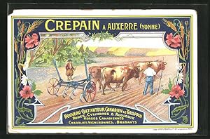 Carte postale Auxerre, Crepain, Nouveau Cultivateur Canadien le Grappin, Reklame für Dünger